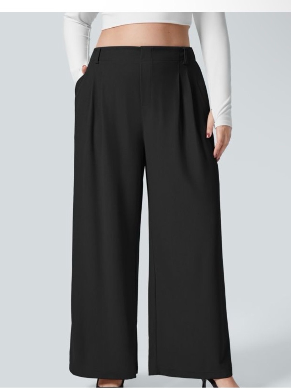 31. HALARA Black High-Waist Wide Leg Trousers